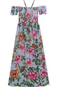 NWT Rare Editions Blue Hawaiian Floral Print Dress